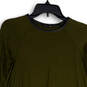 Womens Green Round Neck Long Sleeve Stretch Pullover Blouse Top Size S image number 3