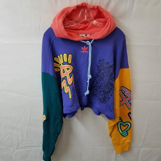 Adidas Originals Long Sleeve Love Unites Crop Hooded Sweater Women's Size 3XL image number 1