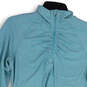 Womens Blue Mock Neck Long Sleeve 1/4 Zip Pullover Activewear T-Shirt Sz M image number 3