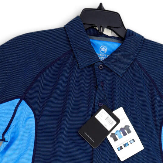 NWT Mens Blue Short Sleeve Button Front Collared Golf Polo Shirt Size M image number 3