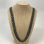 Designer J. Crew Silver-Tone Pearl Multi Strand Link Chain Necklace image number 1