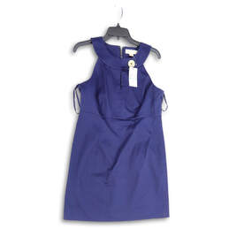 NWT Womens Blue Halter Neck Sleeveless Back Zip Shift Dress Size 8