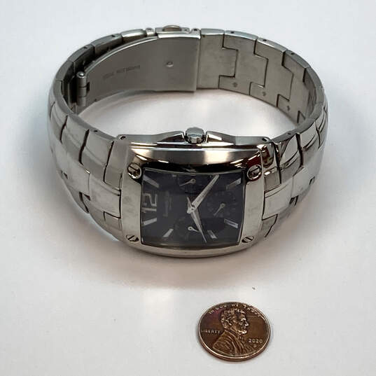 Designer Kenneth Cole Silver Tone C275-04-KC3520 Square Analog Wristwatch image number 2