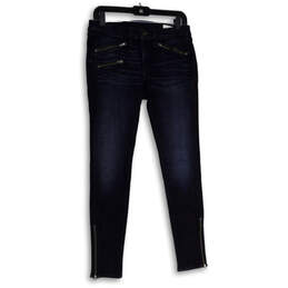 NWT Womens Blue Denim Dark Wash Zipper Pocket Skinny Leg Jeans Size 29