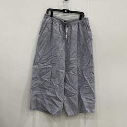 NWT Womens Blue Pockets Flat Front Wide Leg Drawstring Cropped Pants Sz 1X