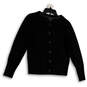 Womens Black Long Sleeve Tight-Knit Button Front Cardigan Sweater Size Large image number 1