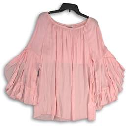 Fever Womens Pink Off The Shoulder Flared Sleeve Blouse Top Size Large