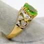 Elegant 10K Yellow Gold Peridot & Diamond Accent Ring 3.4g image number 4