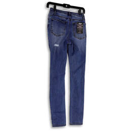 NWT Womens Blue Medium Wash High-Rise Distressed Skinny Leg Jeans Size 1 alternative image