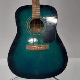 Wooden Teal Acoustic Guitar alternative image