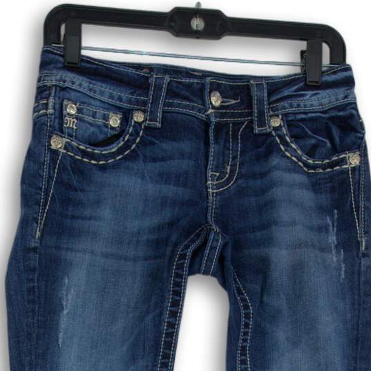 Miss Me Womens Blue Denim Medium Wash 5-Pocket Design Straight Jeans Size 26 image number 3
