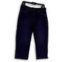 Womens Blue Denim Dark Wash Pockets Straight Leg Capri Jeans Size 10 image number 1