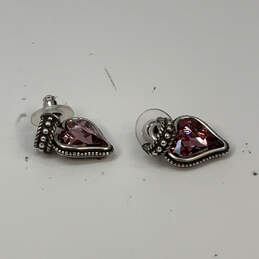 Designer Brighton Silver-Tone Engraved Pink Stone Reversible Drop Earrings alternative image