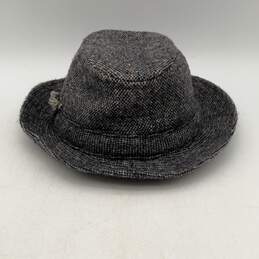 Hanna Hats Mens Blue Grey Wool Tweed Wide Brim Fedora Hat Size Medium