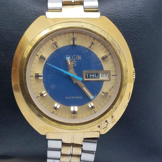 Elgin 41mm Stainless Steel Automatic Date Watch 108g image number 1