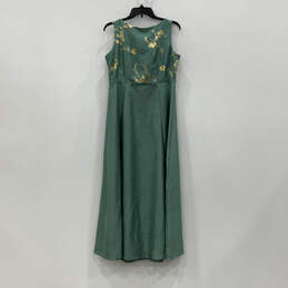 NWT Womens Green Floral Sequin Round Neck Sleeveless Maxi Dress Size Medium alternative image
