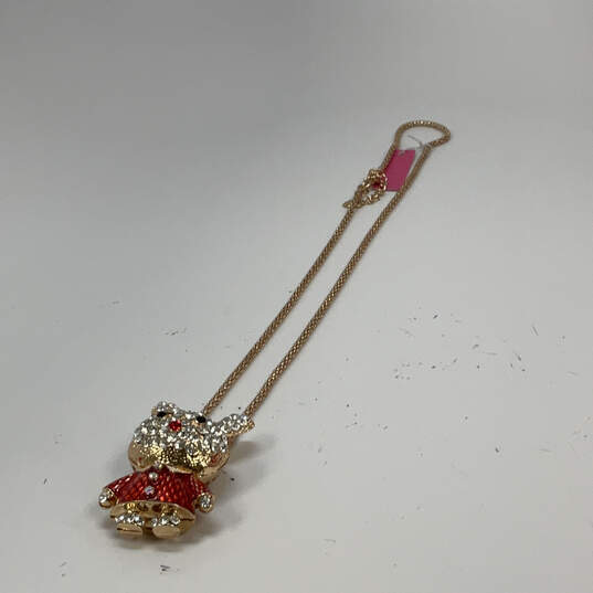 Designer Betsey Johnson Gold-Tone Enamel Crystal Bunny Pendant Necklace image number 1