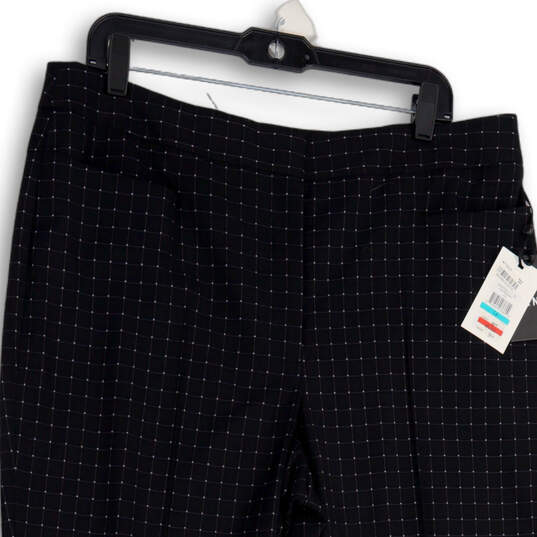 NWT Womens Black Check Flat Front Straight Leg Ankle Pants Size 16 image number 4