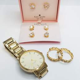 Kate Spade Assorted Earrings + Watch Jewelry Bundle W/Box 5pcs. 109.0g