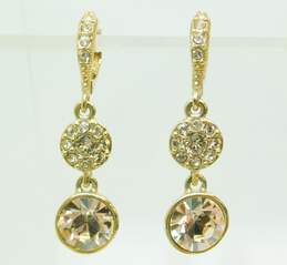 Designer Givenchy Gold Tone & Rhinestone Drop Earrings 5.9g