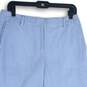 NWT Lands' End Womens Blue White Striped Straight Leg Cropped Pants Size 8P image number 3