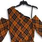 New York & Company Womens Orange Black Plaid Belted A-Line Dress Size 14 image number 4