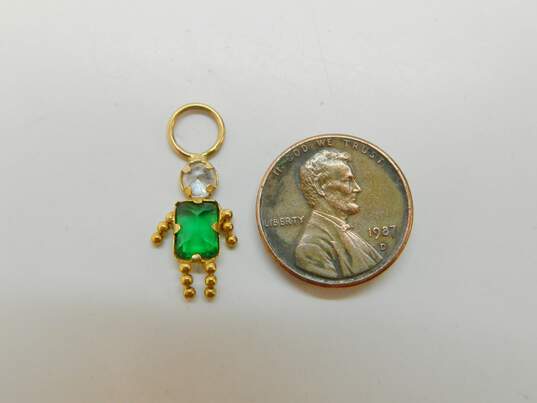 14K Yellow Gold Green & Clear CZ Figural Pendant 0.9g image number 3