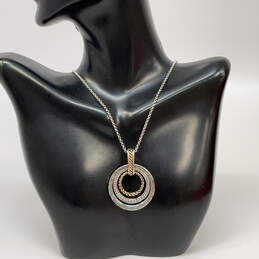Designer Brighton Two-Tone Round Triple Interlocking Hoop Pendant Necklace