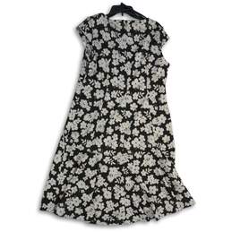 Tommy Hilfiger Womens Black White Floral Square Neck Fit & Flare Dress Size 16 alternative image
