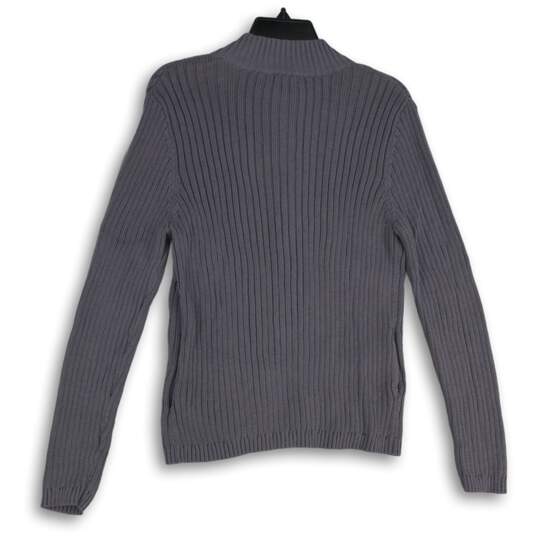 NWT Studio Works Womens Gray Knitted Long Sleeve Full-Zip Sweater Size L Petite image number 2