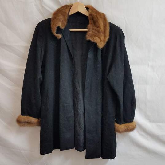Vintage Wool Coat with Mink Fur Collar image number 1