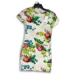 NWT French Connection Womens Multicolor Floral Crew Neck Sheath Dress Size 4