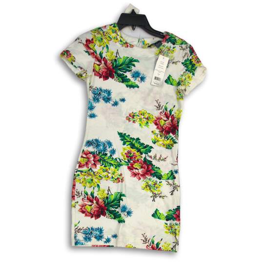 NWT French Connection Womens Multicolor Floral Crew Neck Sheath Dress Size 4 image number 1
