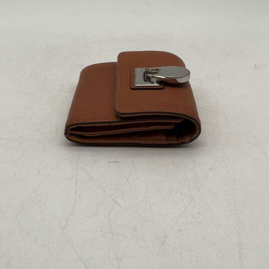 Michael Kors Womens Brown Leather Inner Various Credit Card Slot Tri-Fold Wallet image number 4