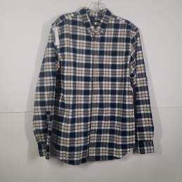 Mens Cotton Plaid Grant Fit Long Sleeve Collared Button-Up Shirt Size Large