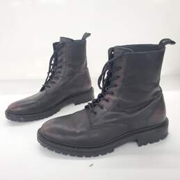AllSaints Tobias Black Leather Lace Up Military Boots Women's Size 10.5