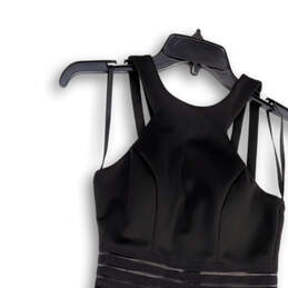 Womens Black Illusion-Waist Back Zip Scuba Fit & Flare Dress Size 1