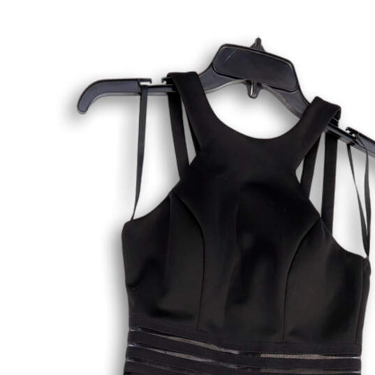 Womens Black Illusion-Waist Back Zip Scuba Fit & Flare Dress Size 1 image number 1