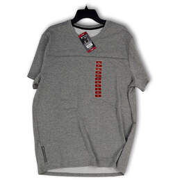 NWT Mens Gray Heather Crew Neck Media Pocket Stretch Pullover T-Shirt Sz XL