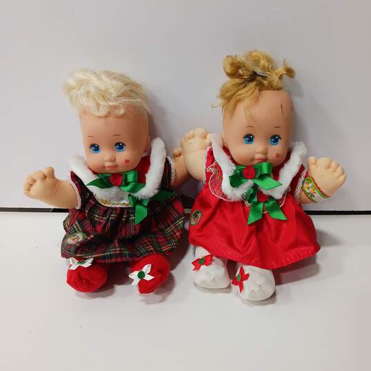Bundle of 2 Vintage Magic Nursery Holiday Christmas Baby Dolls image number 1