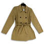 NWT Womens Tan Spread Collar Long Sleeve Double Breasted Trench Coat Size M image number 1