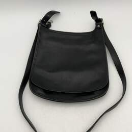 Vintage Coach Womens Black Leather Logo Charm Flat Crossbody Bag Purse w/ COA alternative image