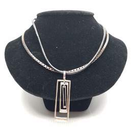 Sterling Silver Cord Pendant Necklace/Chain Bundle 2pcs. 34.6g