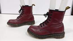 Women's Brick Red Leather Boots Size 7 alternative image