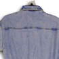 NWT Womens Blue Denim Spread Collar Short Sleeve One-Piece Romper Size S image number 4