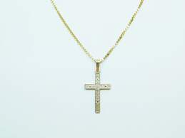 Fancy 14k Yellow Gold Etched Cross Pendant Necklace 2.5g alternative image