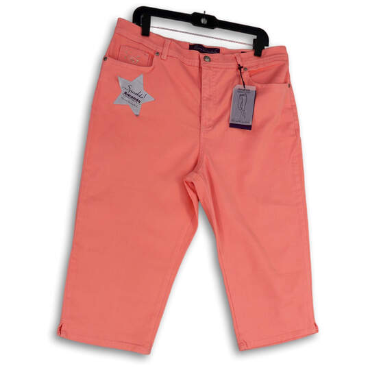 NWT Womens Pink Denim Medium Wash Stretch Classic Fit Capri Pants Size 16 image number 1
