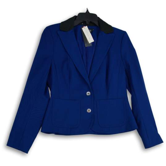 NWT 7th Avenue Design Studio NY&C Womens Blue Two Button Blazer Size 6 image number 1