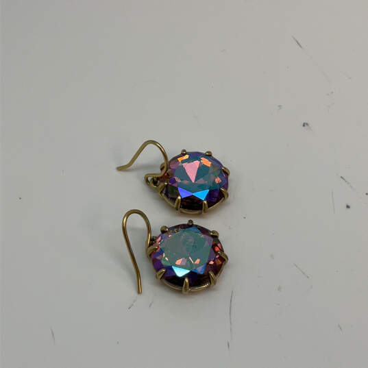 Designer J. crew Gold-Tone Rainbow Vitrail Glass Rhinestone Dangle Earrings image number 2