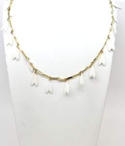 Vintage Napier & Fashion White & Gold Tone Clip-On Earrings Statement Necklace & Chain Bracelets 113.6g alternative image